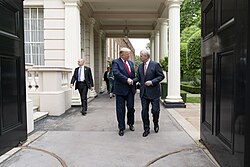 With US President Donald Trump leaving Clarence House in London, June 2019