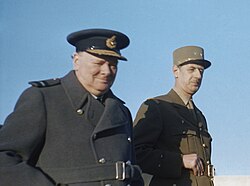 Winston Churchill (left) and Charles de Gaulle (right) were leading post-war figures of British conservatism and Gaullism, respectively.