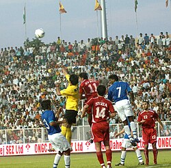 A view of ONGC Nehru Football Cup between India and Syria