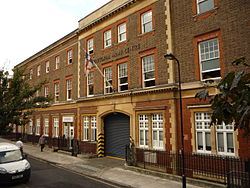 Yeomanry House in Handel Street is the home of London UOTC. The flag seen flying is the coat of arms of the University of London.
