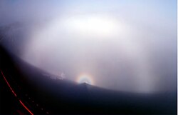 Fogbow and glory, as well as a Brocken spectre
