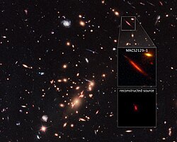 Galaxy cluster MACS J2129-0741 and lensed galaxy MACS2129-1.[48]