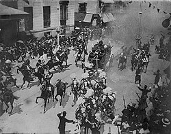 Photograph taken moments after the assassination attempt on Alfonso and Victoria Eugenie on their wedding day