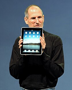 Apple CEO Steve Jobs introduces the iPad (2010).