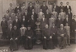 Jorge Mario Bergoglio (fourth boy from the left in the third row from the top) at age 12, Salesian College (c. 1948–1949)