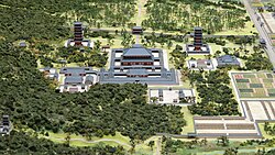 Model of the garan of Todai-ji seen from the north side