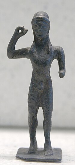 Javelin thrower. Bronze, Laconian style, third quarter of the 6th century BC
