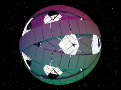 Artist's concept of Dyson rings, forming a stable Dyson swarm, or "Dyson sphere"