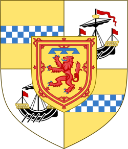 Arms of Prince William, as used in Scotland. The galley in the 2nd and 3rd quarters represents the Lordship of the Isles