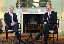 Prime Minister Keir Starmer meets with First Minister of Scotland John Swinney, the head of the Scottish Government, at Bute House, Edinburgh.