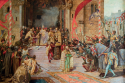 The Coronation of the tsar Stefan Dušan, known as Dušan the Mighty, in Skopje, as Emperor of Serbs and Greeks in 1346
