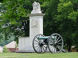 An artillery piece in the monument commemorating the 1864 Battle of Tupelo (American Civil War)