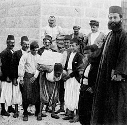 Maronite villagers building a church in the region of Mount Lebanon, 1920s.