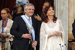 President Alberto Fernández (left) with his Vice President Cristina Fernández de Kirchner (right)