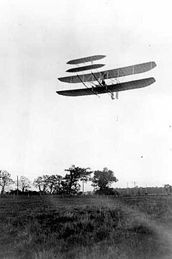 Wright Flyer III piloted by Orville Wright over Huffman Prairie, 4 October 1905