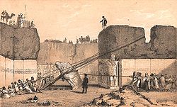1852 illustration by Austen Henry Layard of excavations at Nineveh