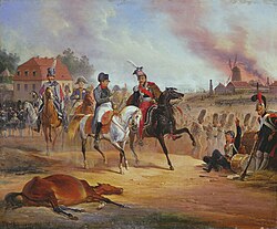 Napoleon and Prince Józef Poniatowski at Leipzig, painting by January Suchodolski