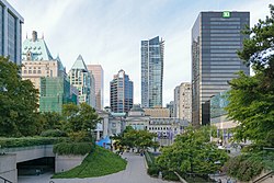 Robson Square is a civic centre and public square designed by local architect Arthur Erickson.
