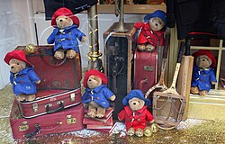 Christmas shopwindow at Selfridges department store in London with a Paddington Bear theme to mark the release of the 2014 film Paddington