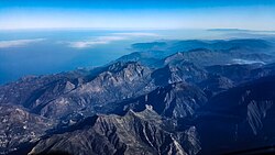 The Babor mountains and the Jijel Coast. The Erraguene lake can be seen on the right.