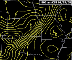 Video loop of isallobars showing the motion of a cold front