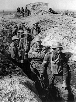 Australian infantry wearing WWI gas masks, Ypres, September 1917