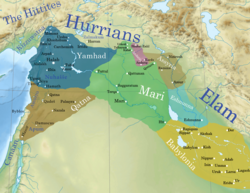 Various Amorite states (Yamhad, Qatna, Mari, Andarig, Babylon and Eshnunna) and Assyria c. 1764 BC