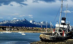 Peaks on the Pensinsula Dumas on Hoste Island from the Ushuaia waterfront.