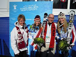Nancy Greene (left) at the 2010 Winter Olympic Games