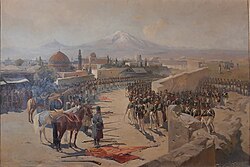 Capture of Erivan fortress by Russian troops in 1827 during the Russo-Persian War (1826–28) by Franz Roubaud