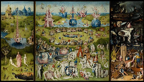 The Garden of Earthly Delights in the Museo del Prado in Madrid, c. 1495–1505, by Hieronymus Bosch