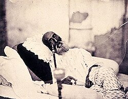 Bahadur Shah Zafar (the last Mughal emperor) in Delhi, awaiting trial by the British for his role in the Uprising. Photograph by Robert Tytler and Charles Shepherd, May 1858