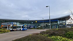 Liverpool South Parkway, a bus & rail interchange serving south Liverpool and Liverpool John Lennon Airport