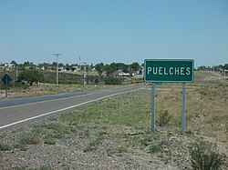 Sign for the Puelches town in La Pampa, Argentina, named after the group.