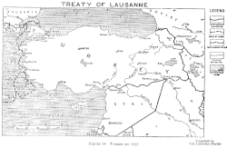 Turkish borders according to the Treaty of Lausanne, 1923