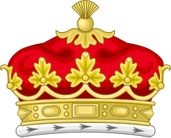 Illustration of a coronet shown from the side with five strawberry leaves visible