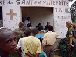 Finnish soldiers at a polling station during operation EUFOR RD Congo in 2006