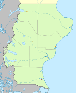 The departments of Santa Cruz Province and their respective capitals.