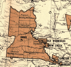 Great Sioux Reservation, 1888; established by Treaty of Fort Laramie (1868)