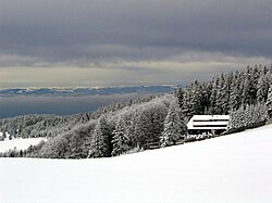 Winter on the Schauinsland. In the background are the Vosges.