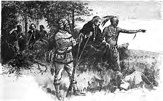 Native Indians guide French explorers through Indiana, as depicted by Maurice Thompson in Stories of Indiana