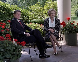 Ronald Reagan (left) and Margaret Thatcher (right) were responsible for the popularisation of Neoliberalism.