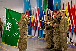 Resolute Support Colors presented at Kabul on 28 December 2014, after the ISAF colors are encased