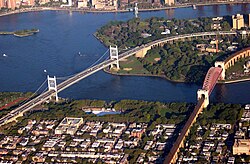 The Triborough Bridge connects Queens with Manhattan and The Bronx.