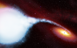 An artist's impression of the HDE 226868–Cygnus X-1 binary system