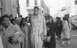 Civil Rights protestors at the Woolworth's Sit-In in Durham in 1960