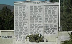 Monument in memory of the victims of the Mesovouno massacre