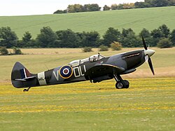 The restored Mk IX Spitfire once flown by NZ ace Johnnie Houlton DFC. It was converted to a dual configuration in 1946.