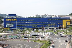 One of the world's largest IKEA stores located near the KTX Gwangmyeong Station in the Seoul Metropolitan Area, South Korea.