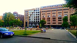 A 19th-century building in downtown Yerevan, remodelled with modern additions